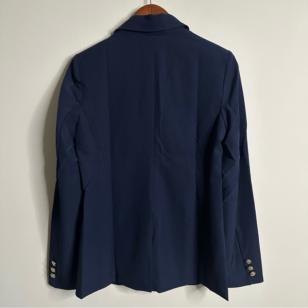 NWT Navy Blue Notched Lapel Tailored Blazer with Gold Buttons - Size Medium - Picture 7 of 10